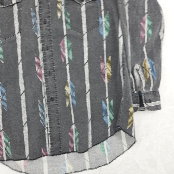VTG Wrangler Western Shirt Aztec Geometric Button Up Shirt Sz Lg FADED WORN - Picture 3 of 13